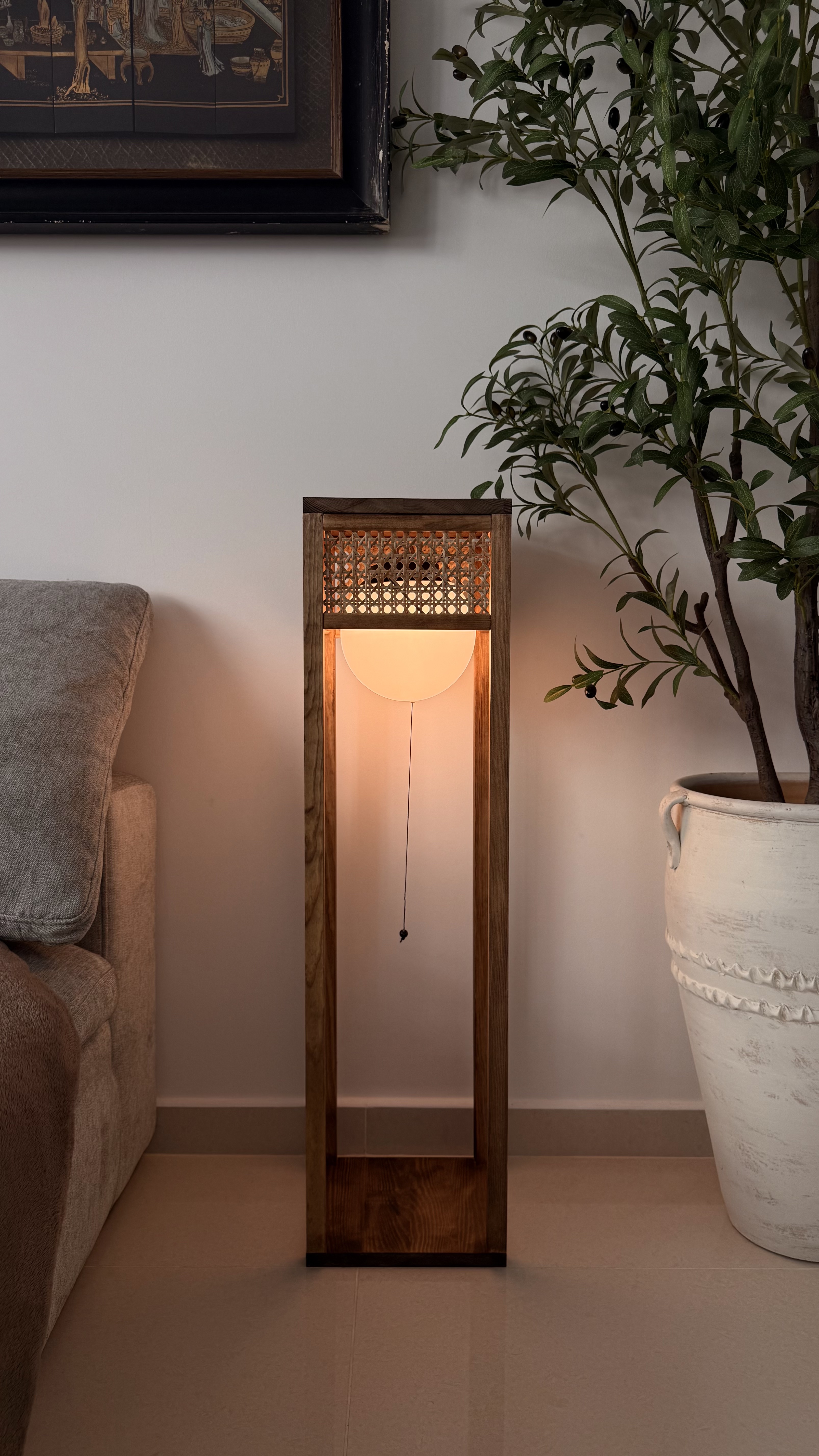 Rattan lamp, handmade